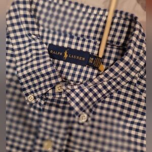 Ralph Lauren Navy and White Short Sleeve Sport Shirt Men Size 2TG 2XB Cotton